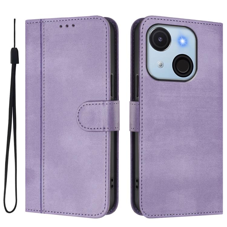For itel A50C Line Splicing Buckle Retro Leather Phone Case
