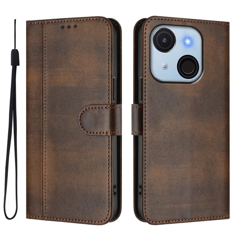 For itel A50C Line Splicing Buckle Retro Leather Phone Case