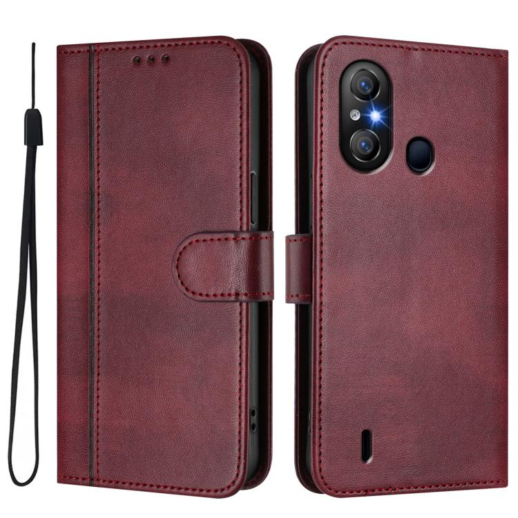For itel A58 Lite / A49 Play Line Splicing Buckle Retro Leather Phone Case