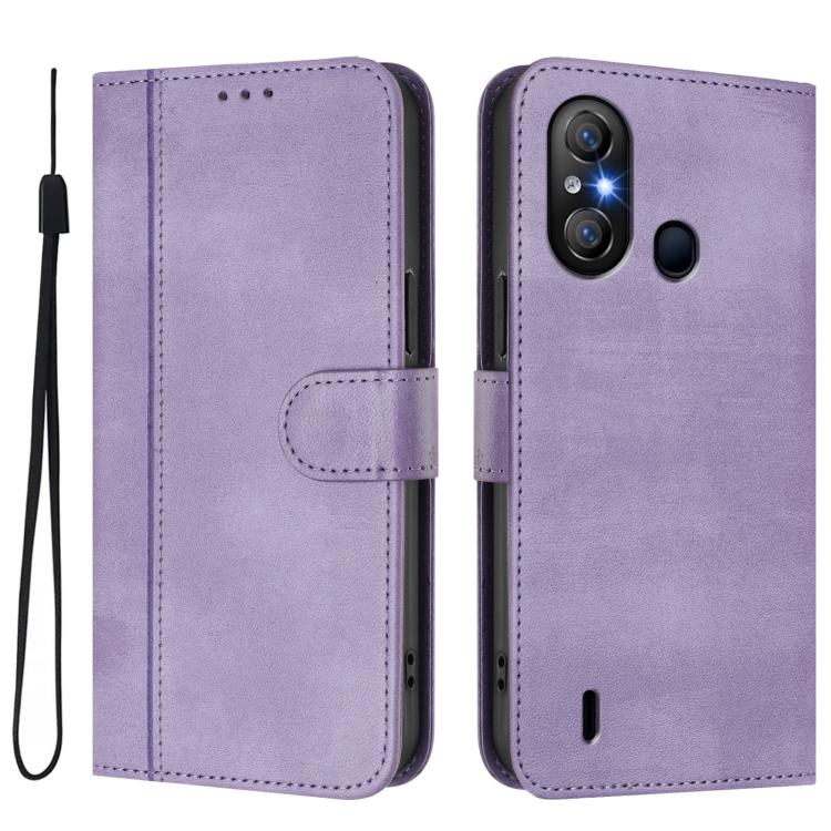 For itel A58 Lite / A49 Play Line Splicing Buckle Retro Leather Phone Case