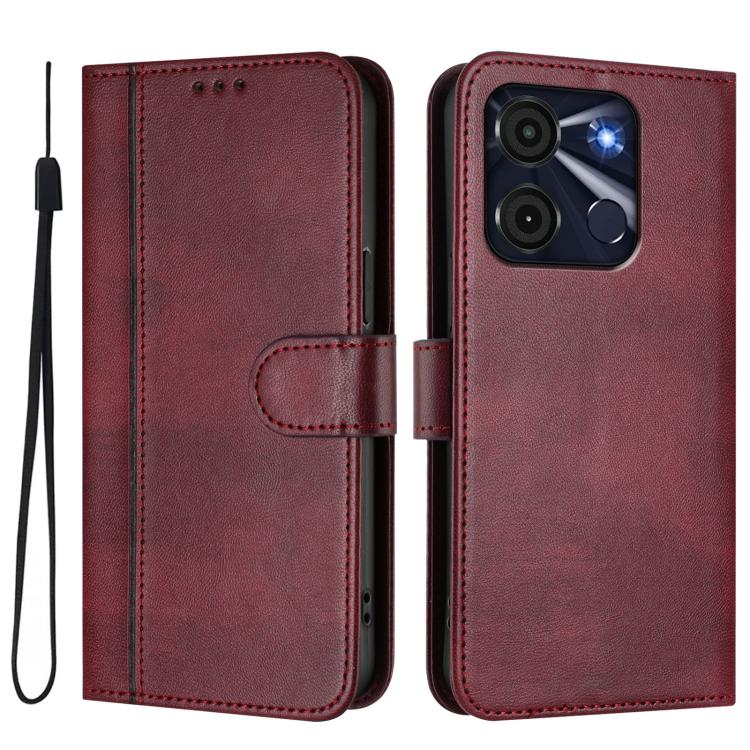 For itel A60 / A60s Line Splicing Buckle Retro Leather Phone Case