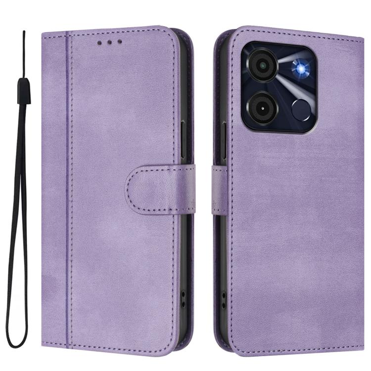 For itel A60 / A60s Line Splicing Buckle Retro Leather Phone Case