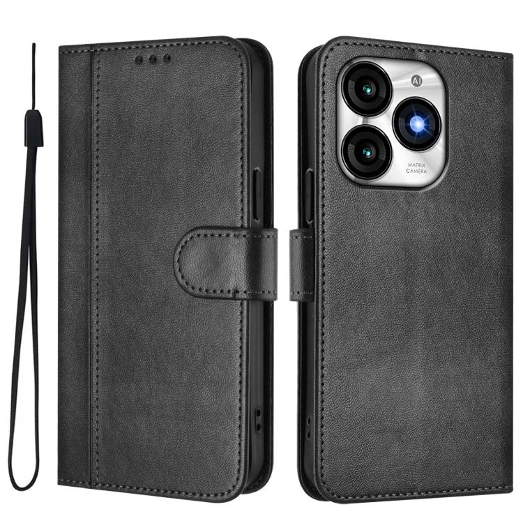 For itel A70 Line Splicing Buckle Retro Leather Phone Case