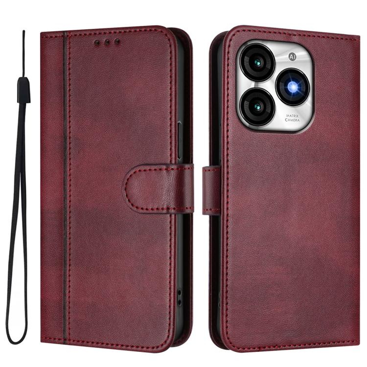 For itel A70 Line Splicing Buckle Retro Leather Phone Case