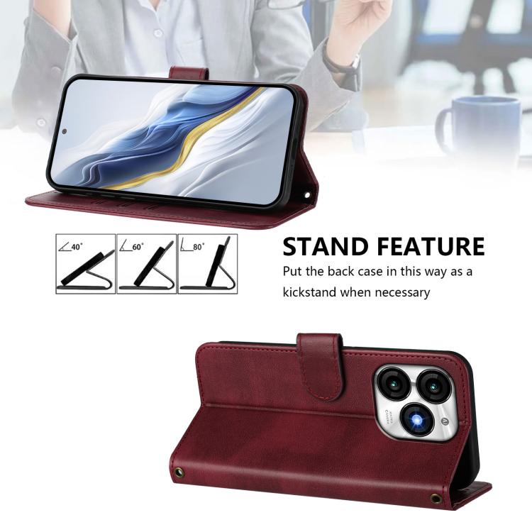 For itel A70 Line Splicing Buckle Retro Leather Phone Case