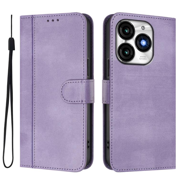 For itel A70 Line Splicing Buckle Retro Leather Phone Case