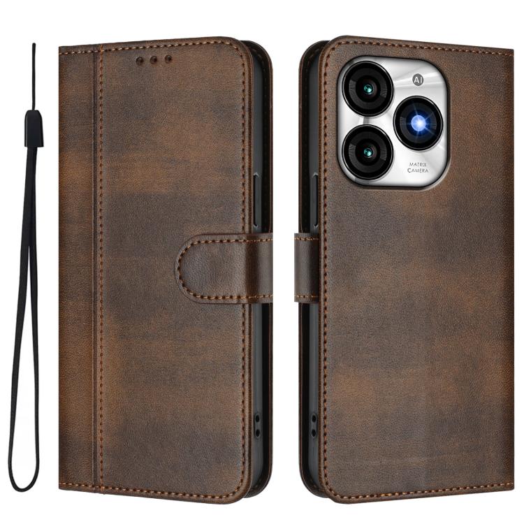For itel A70 Line Splicing Buckle Retro Leather Phone Case