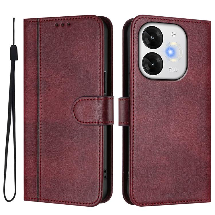 For itel A80 4G Line Splicing Buckle Retro Leather Phone Case