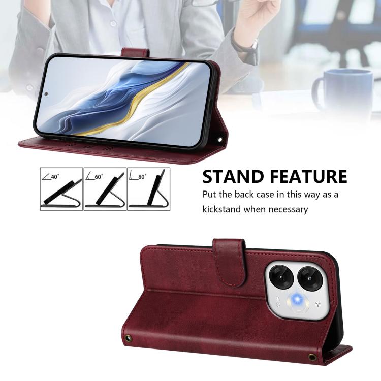 For itel A80 4G Line Splicing Buckle Retro Leather Phone Case