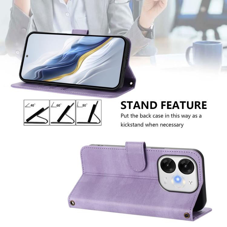 For itel A80 4G Line Splicing Buckle Retro Leather Phone Case