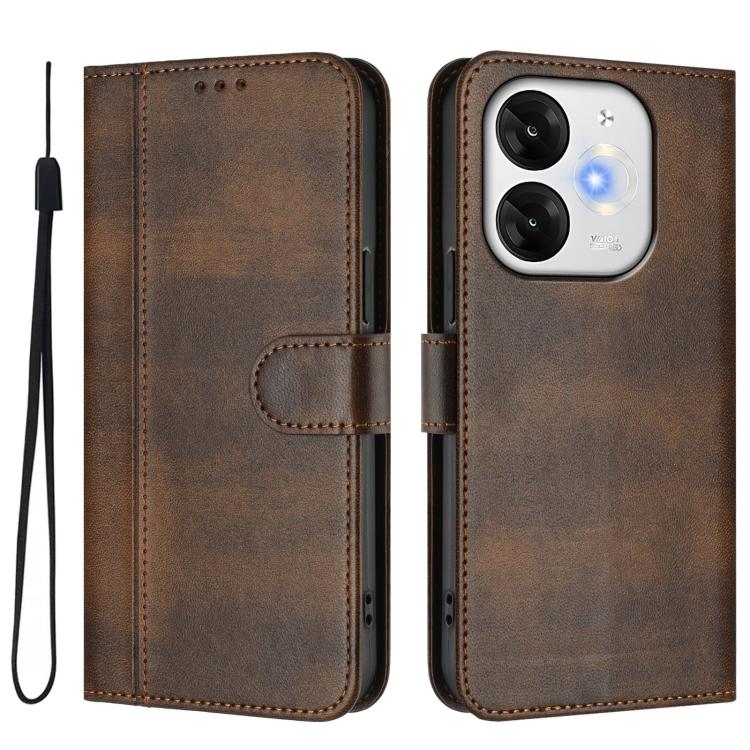 For itel A80 4G Line Splicing Buckle Retro Leather Phone Case