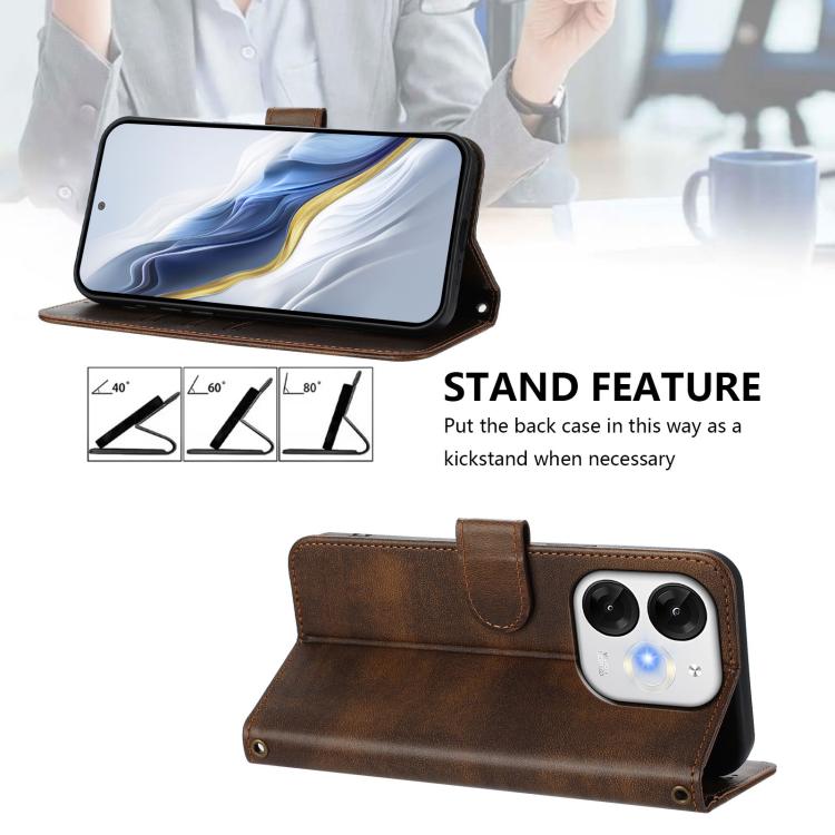 For itel A80 4G Line Splicing Buckle Retro Leather Phone Case