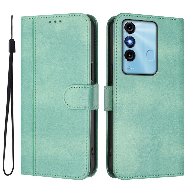 For itel P38 Line Splicing Buckle Retro Leather Phone Case