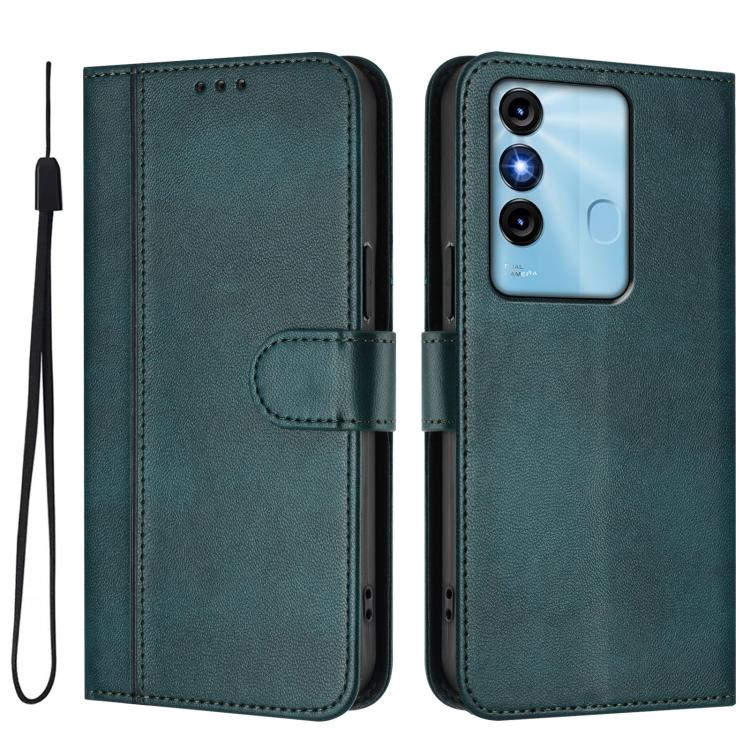 For itel P38 Line Splicing Buckle Retro Leather Phone Case