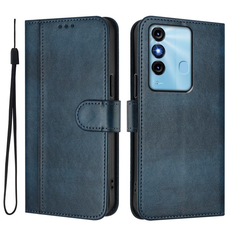 For itel P38 Line Splicing Buckle Retro Leather Phone Case