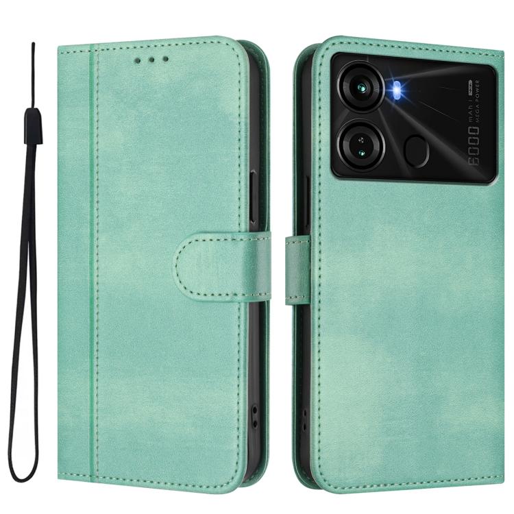 For itel P40 Line Splicing Buckle Retro Leather Phone Case