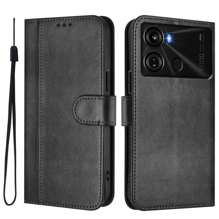 For itel P40 Line Splicing Buckle Retro Leather Phone Case