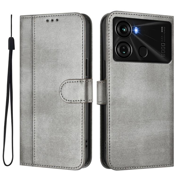 For itel P40 Line Splicing Buckle Retro Leather Phone Case