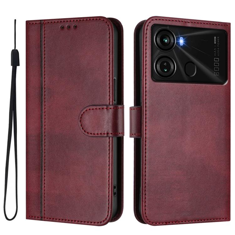 For itel P40 Line Splicing Buckle Retro Leather Phone Case