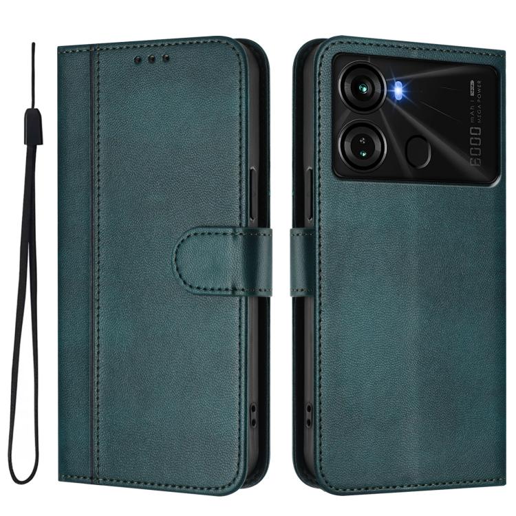 For itel P40 Line Splicing Buckle Retro Leather Phone Case