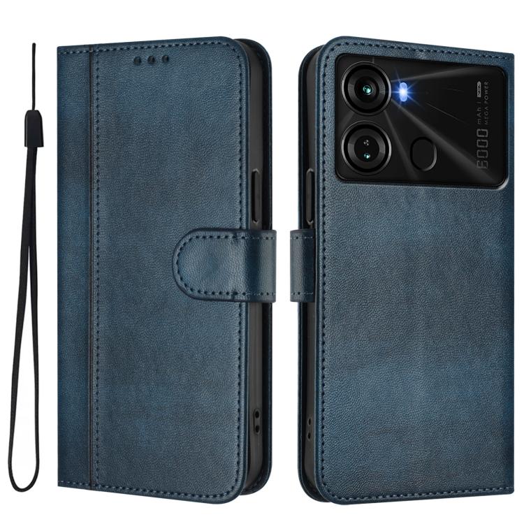For itel P40 Line Splicing Buckle Retro Leather Phone Case