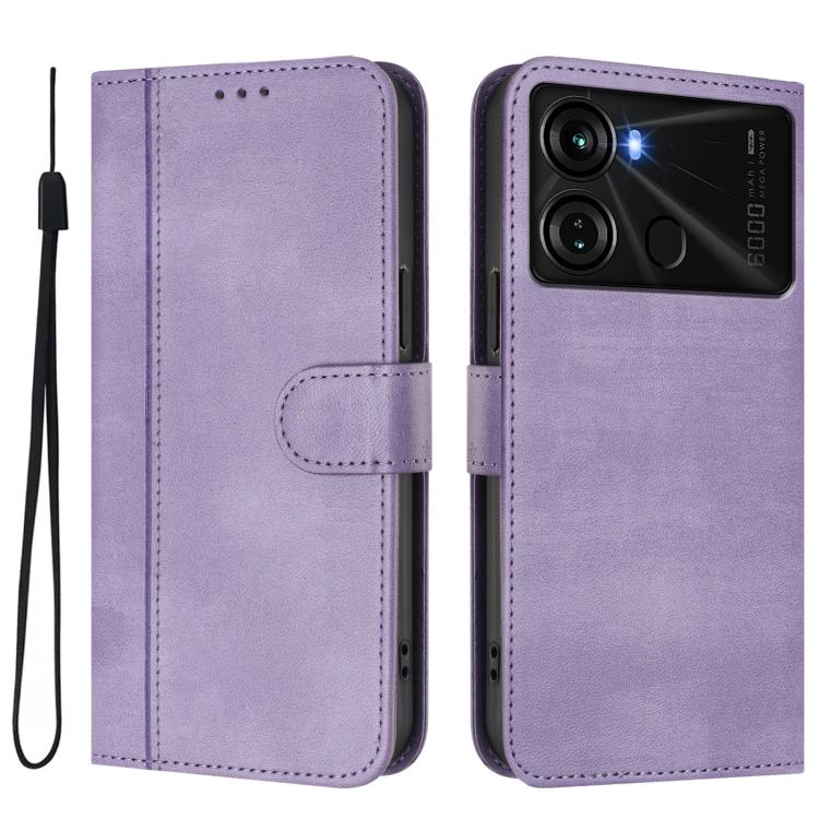 For itel P40 Line Splicing Buckle Retro Leather Phone Case