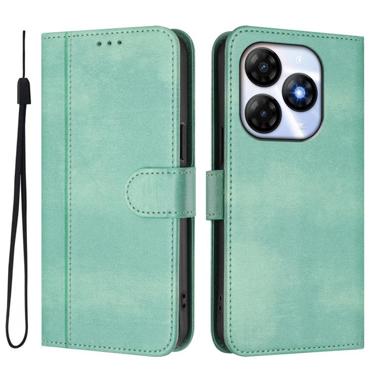 For itel P55 4G / Infinix Smart 8 Line Splicing Buckle Retro Leather Phone Case