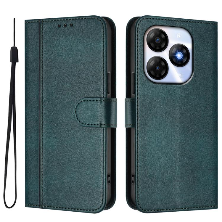 For itel P55 4G / Infinix Smart 8 Line Splicing Buckle Retro Leather Phone Case