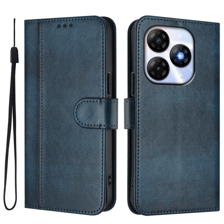 For itel P55 4G / Infinix Smart 8 Line Splicing Buckle Retro Leather Phone Case