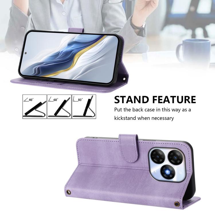 For itel P55 4G / Infinix Smart 8 Line Splicing Buckle Retro Leather Phone Case