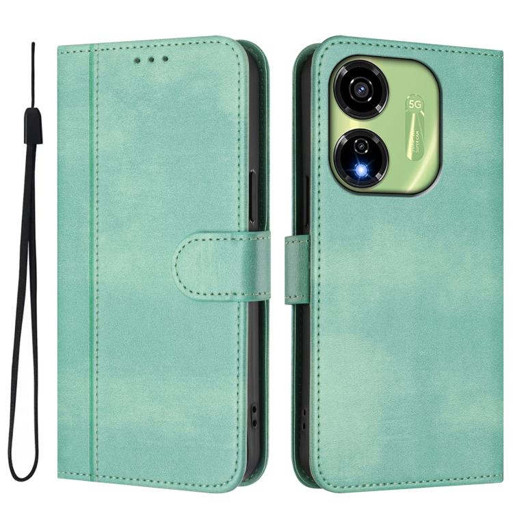 For itel P55 5G Line Splicing Buckle Retro Leather Phone Case