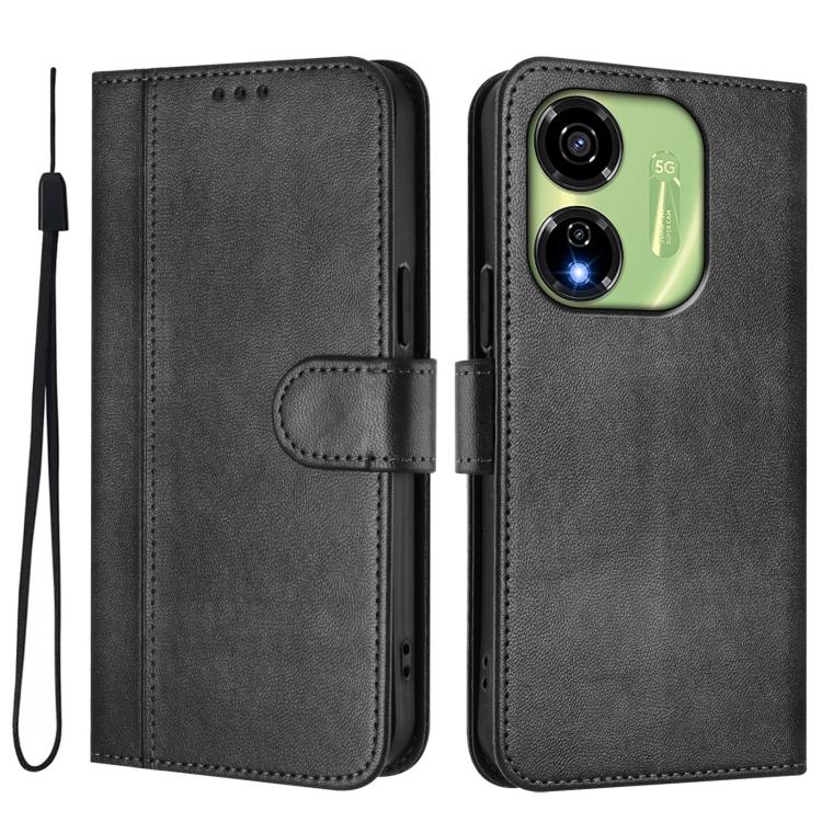 For itel P55 5G Line Splicing Buckle Retro Leather Phone Case
