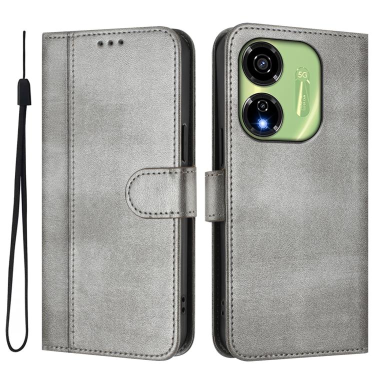 For itel P55 5G Line Splicing Buckle Retro Leather Phone Case