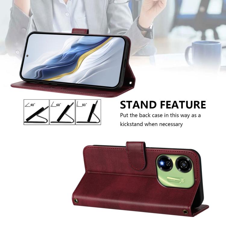 For itel P55 5G Line Splicing Buckle Retro Leather Phone Case