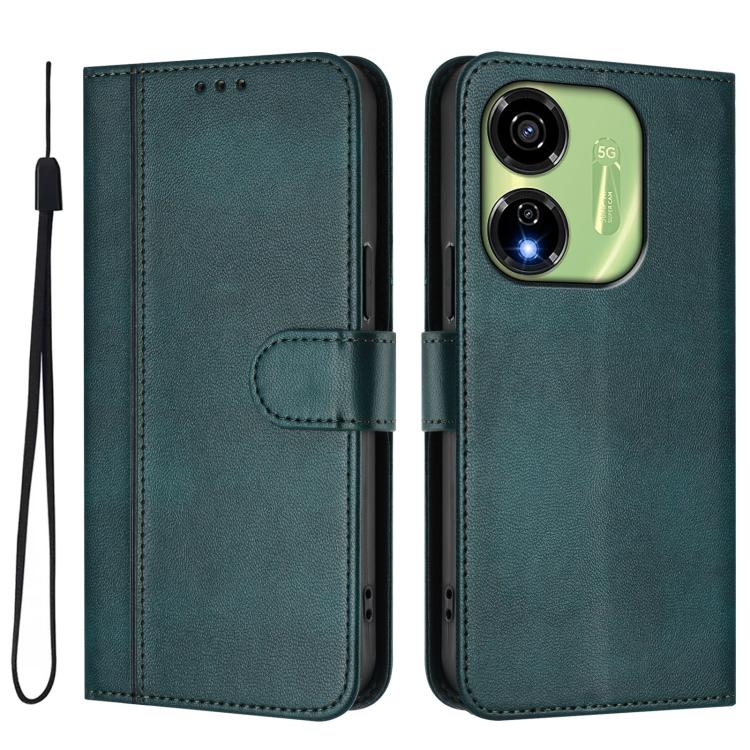 For itel P55 5G Line Splicing Buckle Retro Leather Phone Case