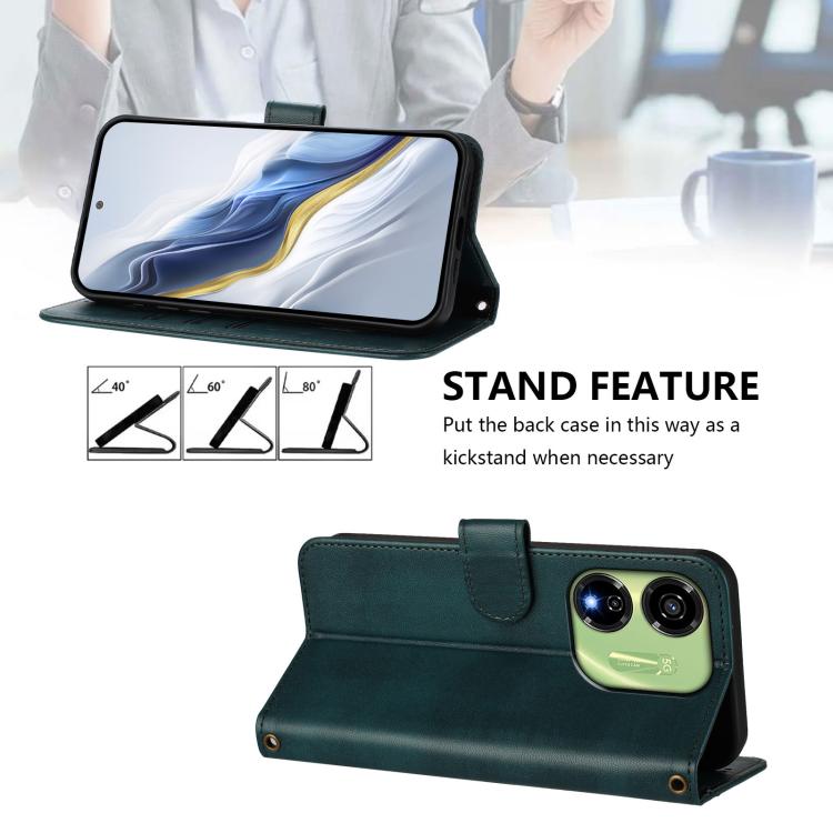 For itel P55 5G Line Splicing Buckle Retro Leather Phone Case