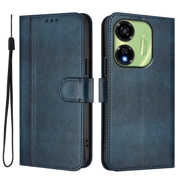 For itel P55 5G Line Splicing Buckle Retro Leather Phone Case