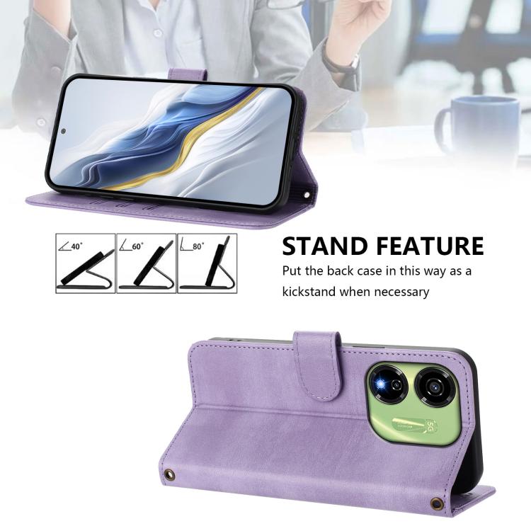 For itel P55 5G Line Splicing Buckle Retro Leather Phone Case