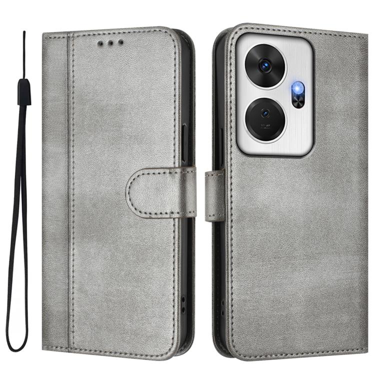 For itel P55+ Line Splicing Buckle Retro Leather Phone Case