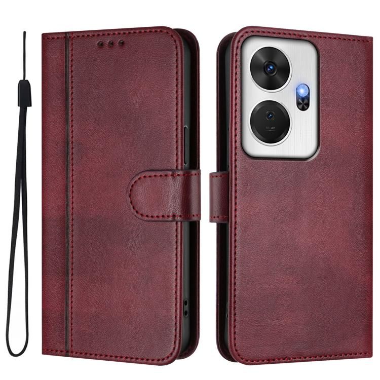 For itel P55+ Line Splicing Buckle Retro Leather Phone Case