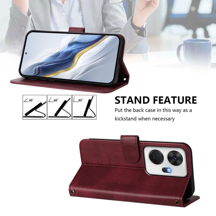 For itel P55+ Line Splicing Buckle Retro Leather Phone Case
