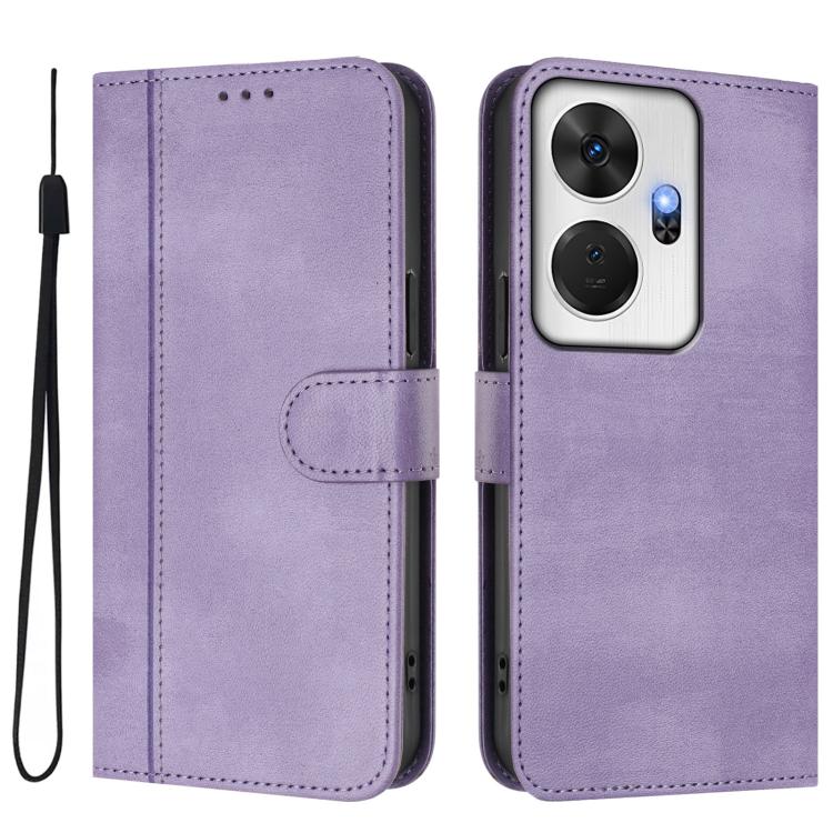 For itel P55+ Line Splicing Buckle Retro Leather Phone Case