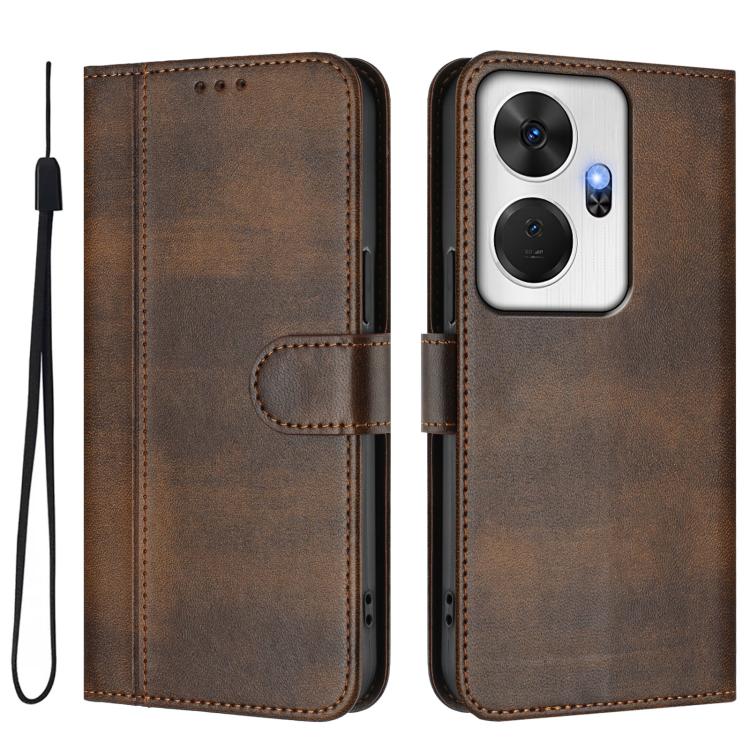 For itel P55+ Line Splicing Buckle Retro Leather Phone Case