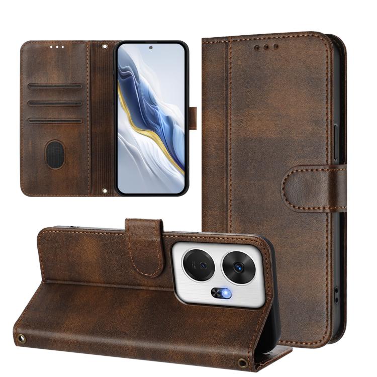For itel P55+ Line Splicing Buckle Retro Leather Phone Case