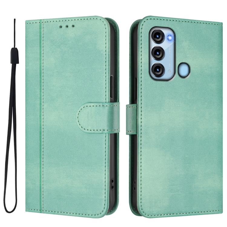 For itel S17 / Vision 3 Line Splicing Buckle Retro Leather Phone Case