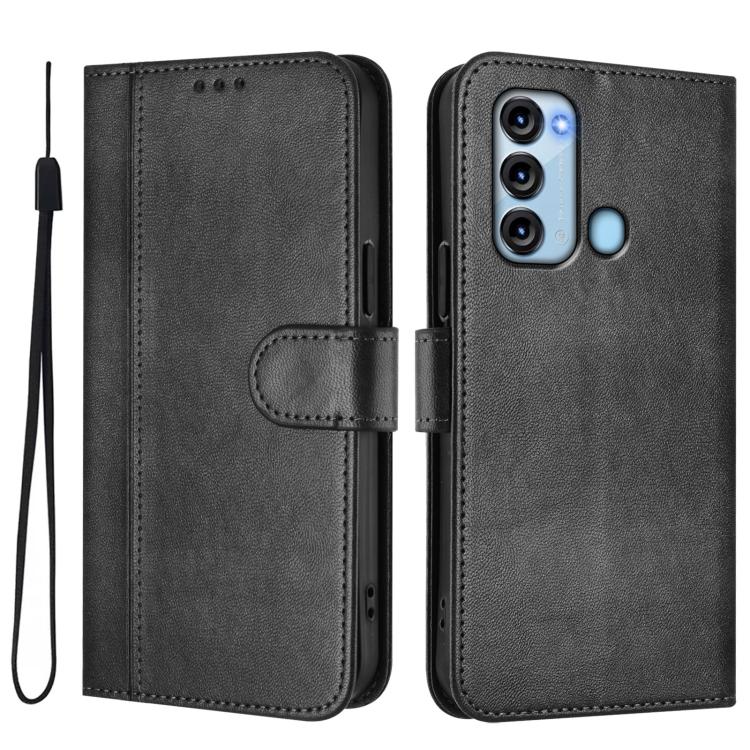 For itel S17 / Vision 3 Line Splicing Buckle Retro Leather Phone Case