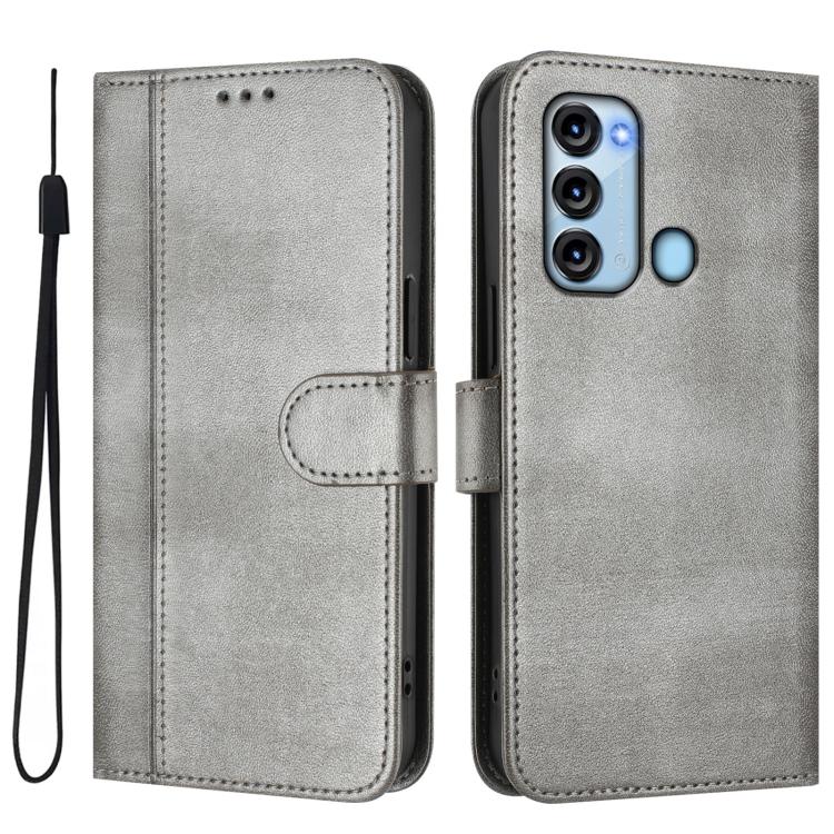 For itel S17 / Vision 3 Line Splicing Buckle Retro Leather Phone Case
