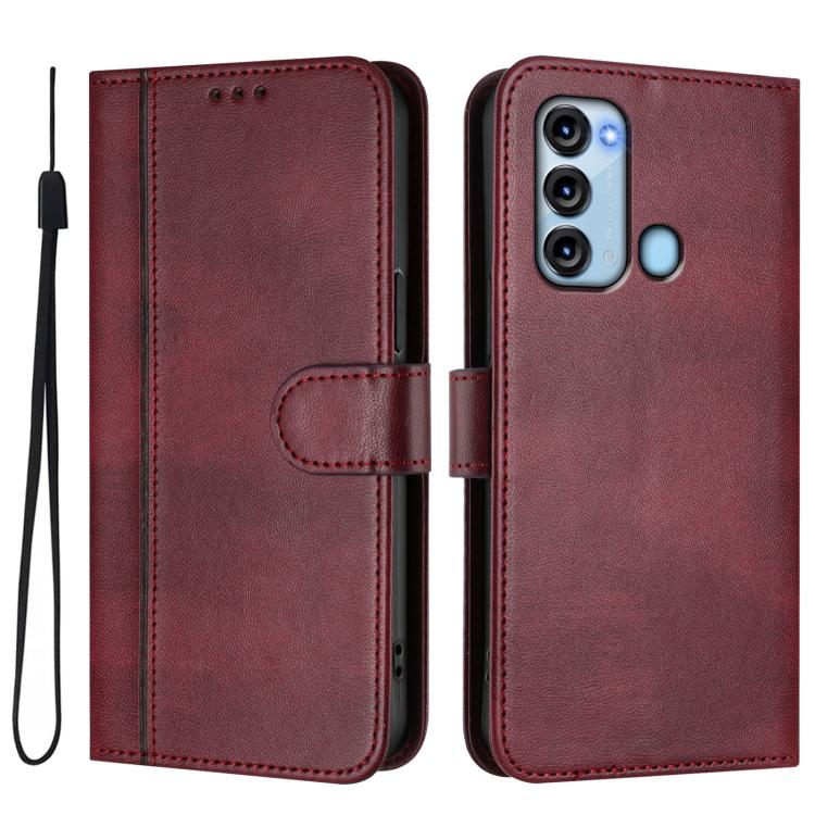 For itel S17 / Vision 3 Line Splicing Buckle Retro Leather Phone Case