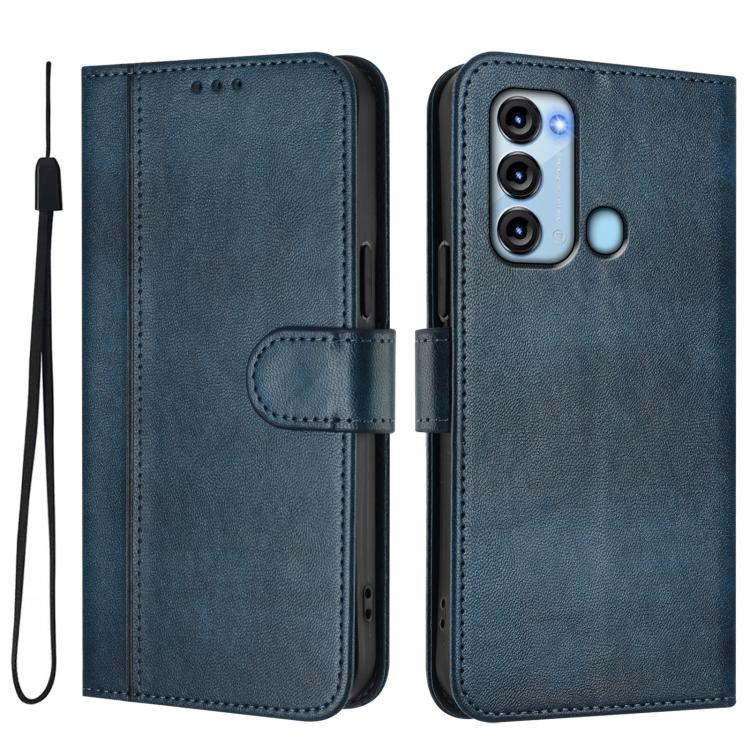 For itel S17 / Vision 3 Line Splicing Buckle Retro Leather Phone Case