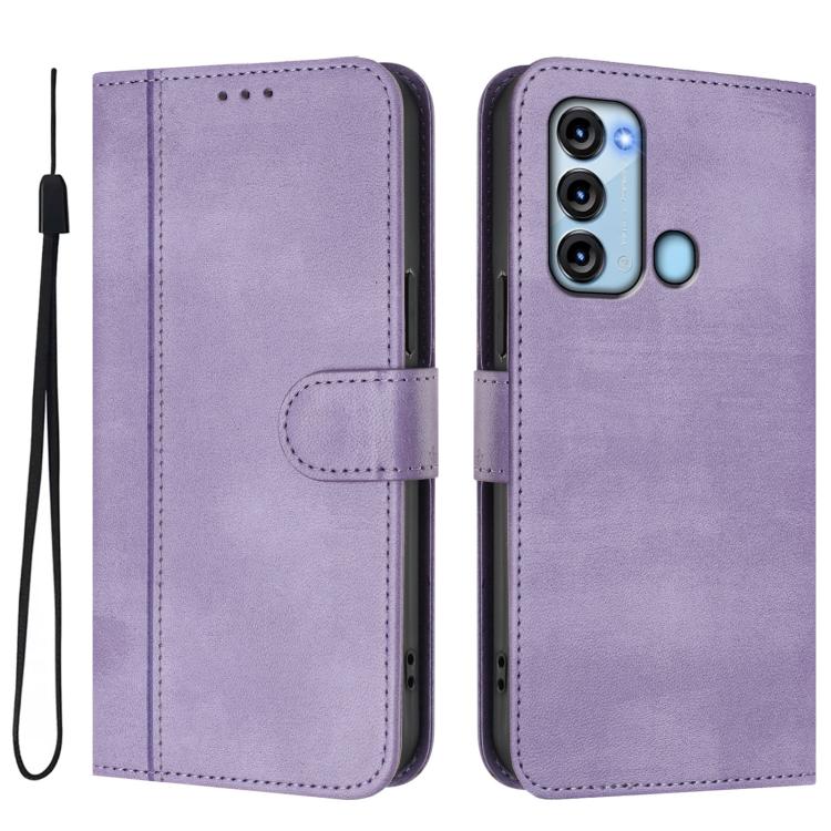For itel S17 / Vision 3 Line Splicing Buckle Retro Leather Phone Case